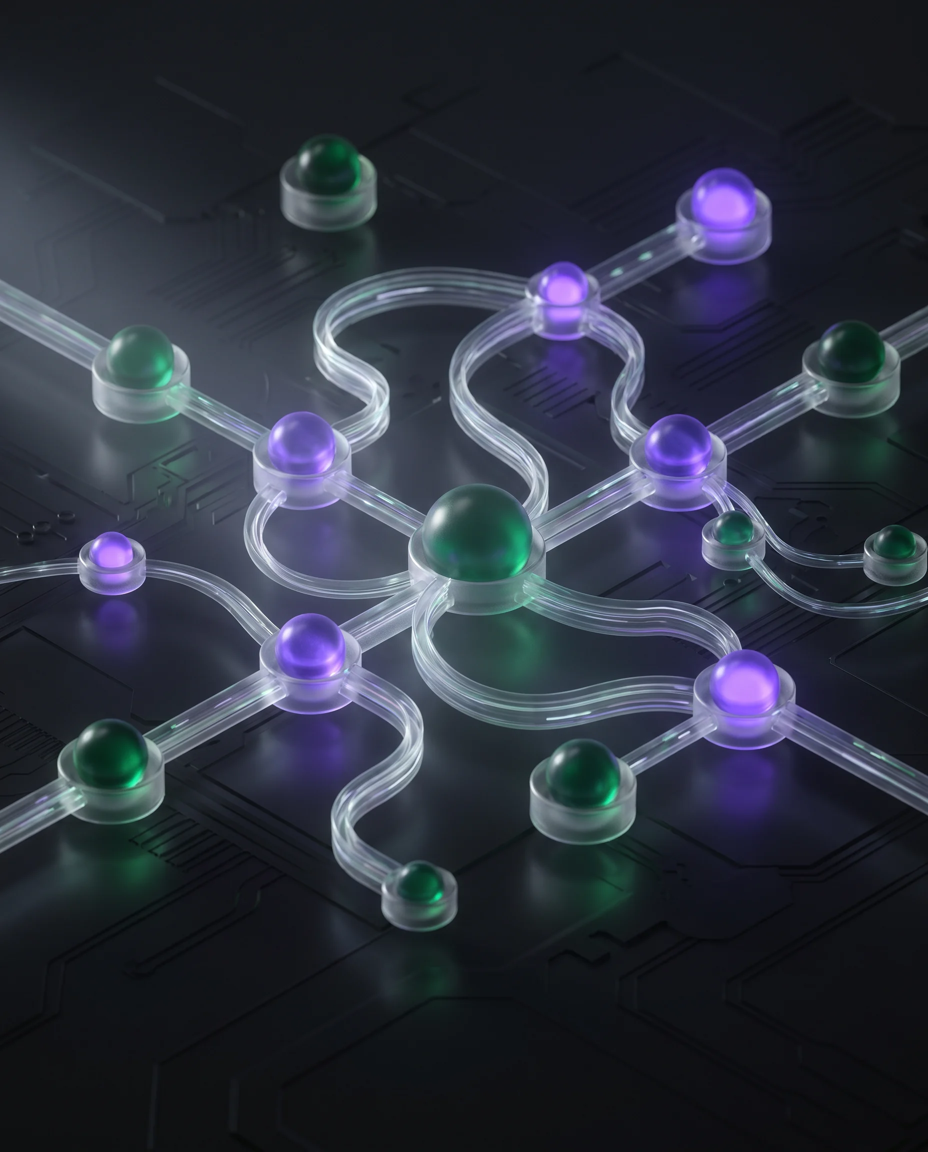 Abstraktes 3D-Visual einer AI-Infrastructure als Symbol für Skalierung
